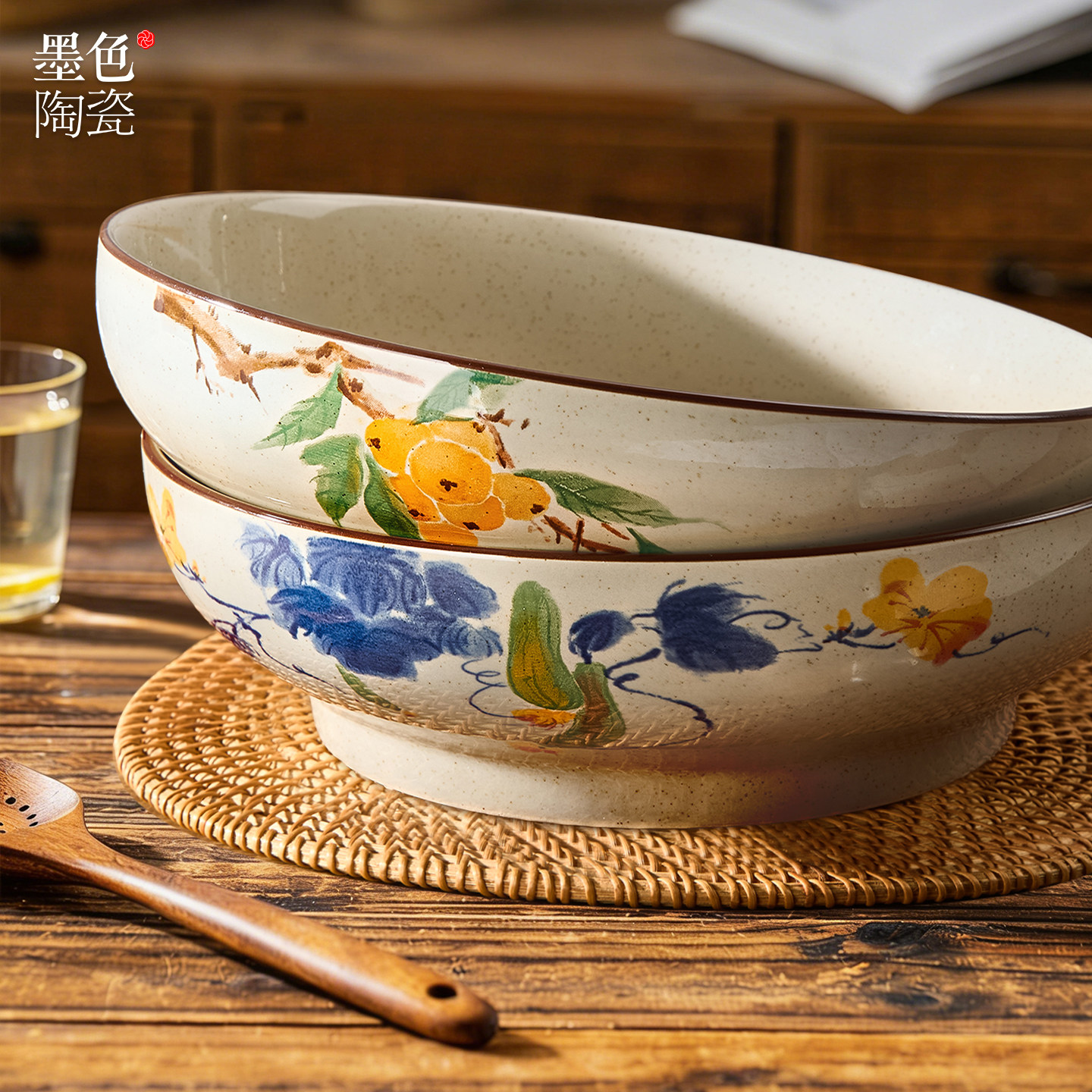 墨色中式陶瓷酸菜鱼大盆碗家用2025新款高颜值釉下彩汤碗大号汤盆,餐饮具,碗,淘宝优惠券,粉丝福利购,淘宝优惠卷