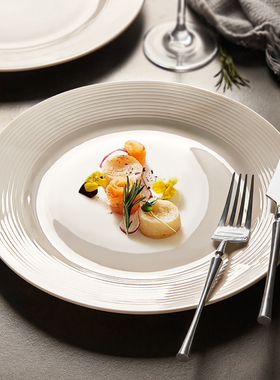 牛排餐盘刀叉套装西餐专用餐具白色盘子高级感家用碟子早餐盘平盘