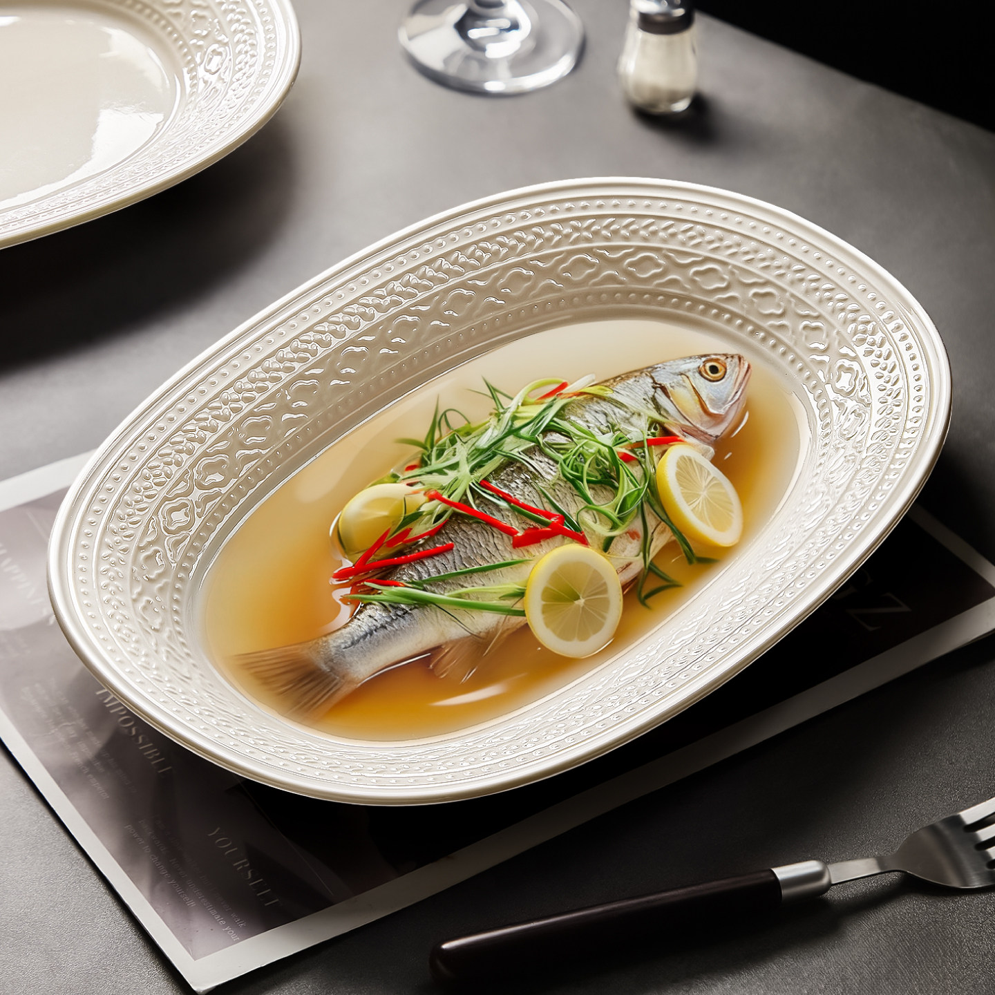 高级感轻奢鱼盘家用蒸鱼盘子2025新款陶瓷鱼盆餐具大号装鱼碗碟子,餐饮具,盘,淘宝优惠券,粉丝福利购,淘宝优惠卷