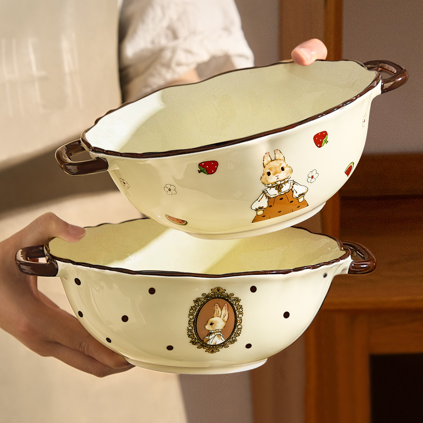 糯米兔高颜值双耳大碗