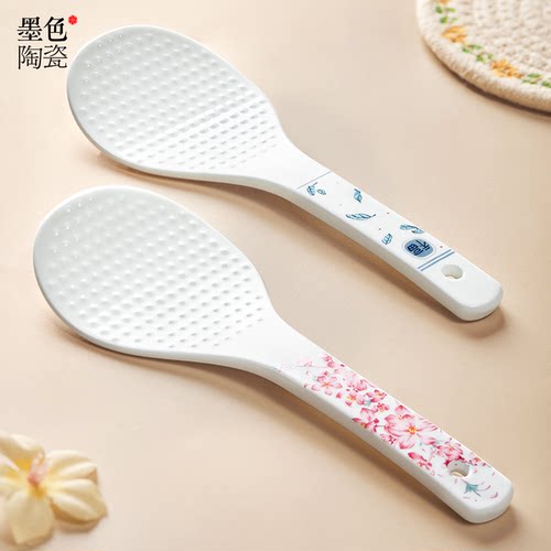 中式陶瓷高级米饭勺家用盛饭勺耐高温防霉打饭不粘饭易清洗饭勺子