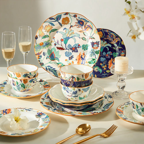 墨色原创美式陶瓷碗碟套装家用