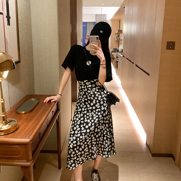 小鄒菊半身長裙恤兩件套女短袖上衣搭不規則字短裙氣質套裝