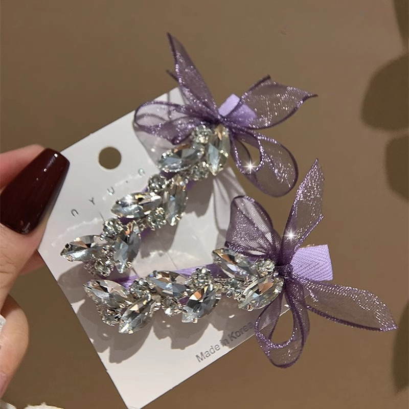 轻奢水钻蝴蝶结发夹侧边夹