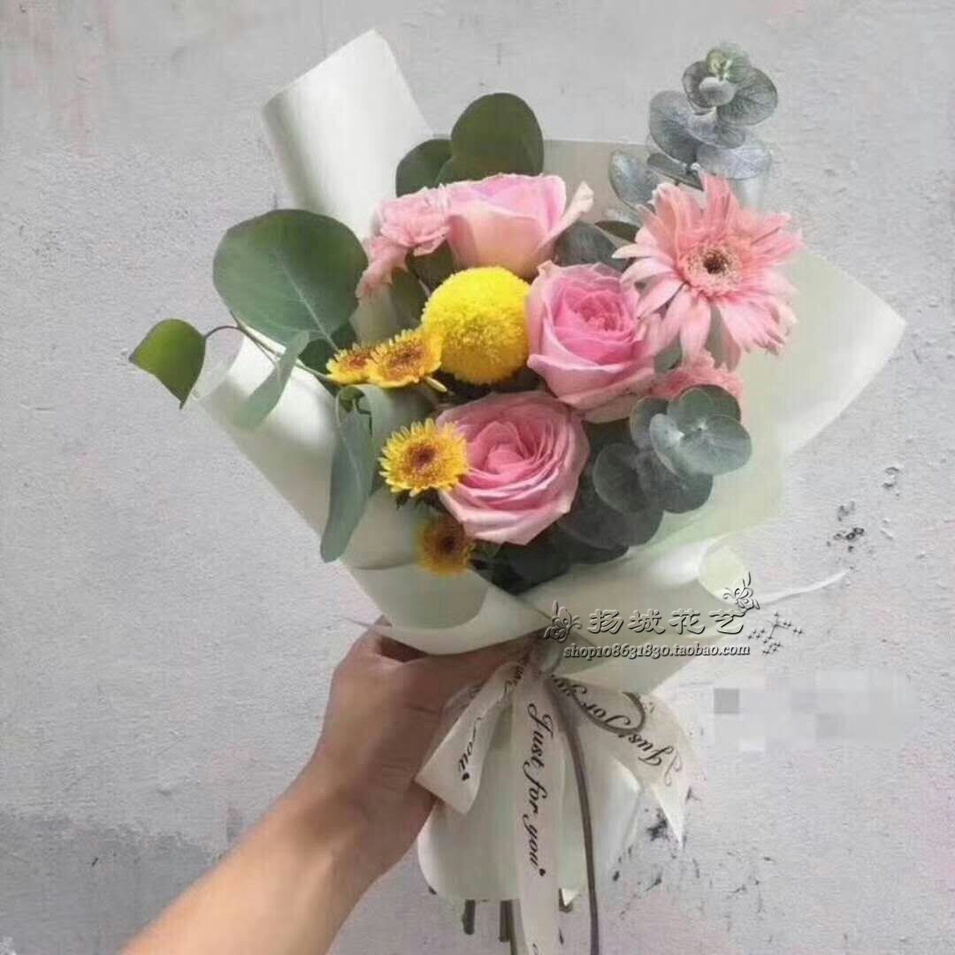 康乃馨粉玫瑰感恩节生日单支花束