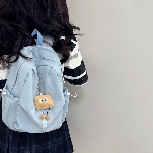 书包女大学生小众设计感高中生双肩包女新款大学生背包女纯色书包