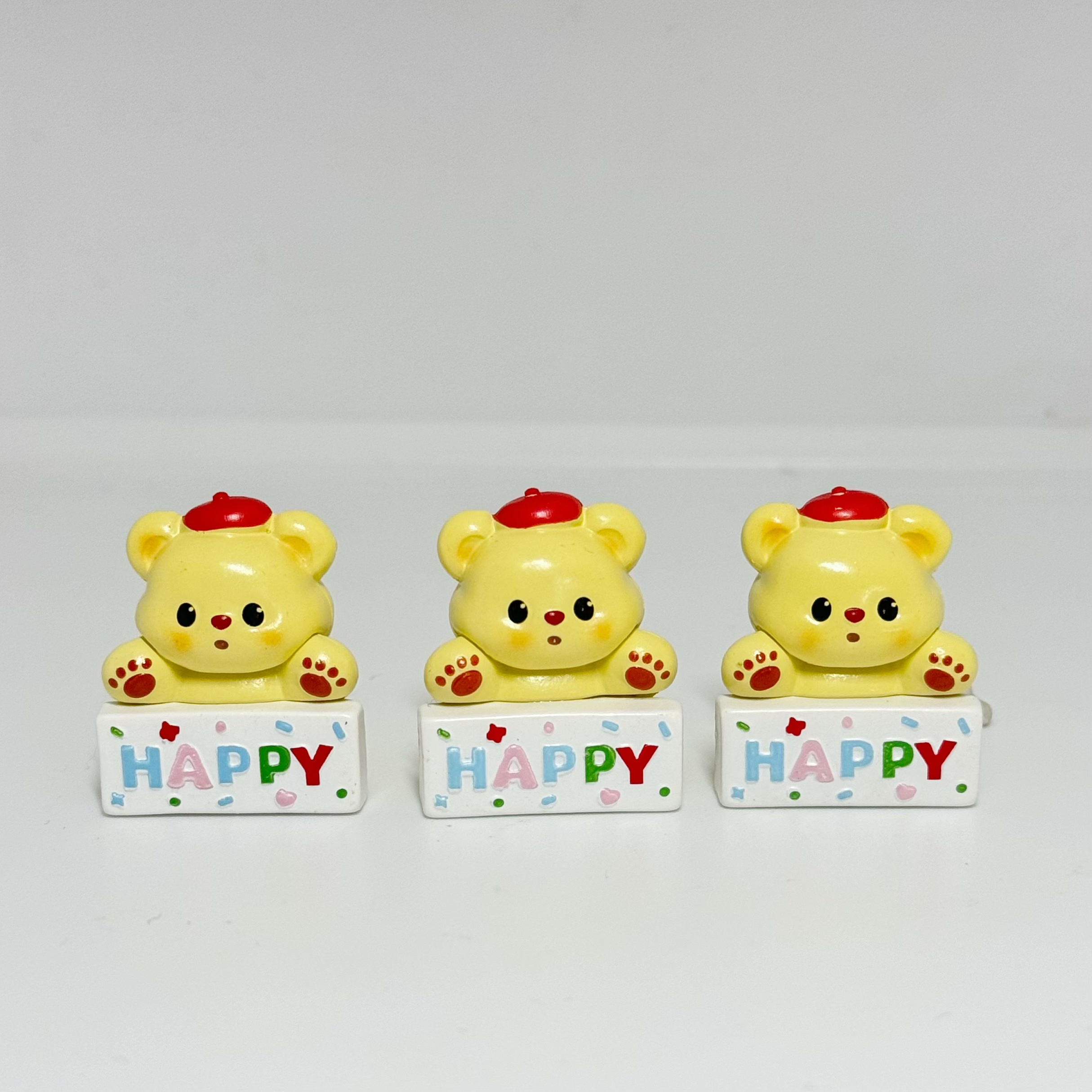 仿真黄油小熊公仔happy牌子车载diy玩具滴胶奶油胶手机壳挂件