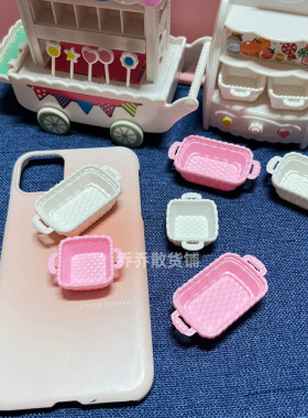DOLLHOUSE微缩食玩模型收纳超市娃娃屋配件水果篮 餐具点心篮狗盆