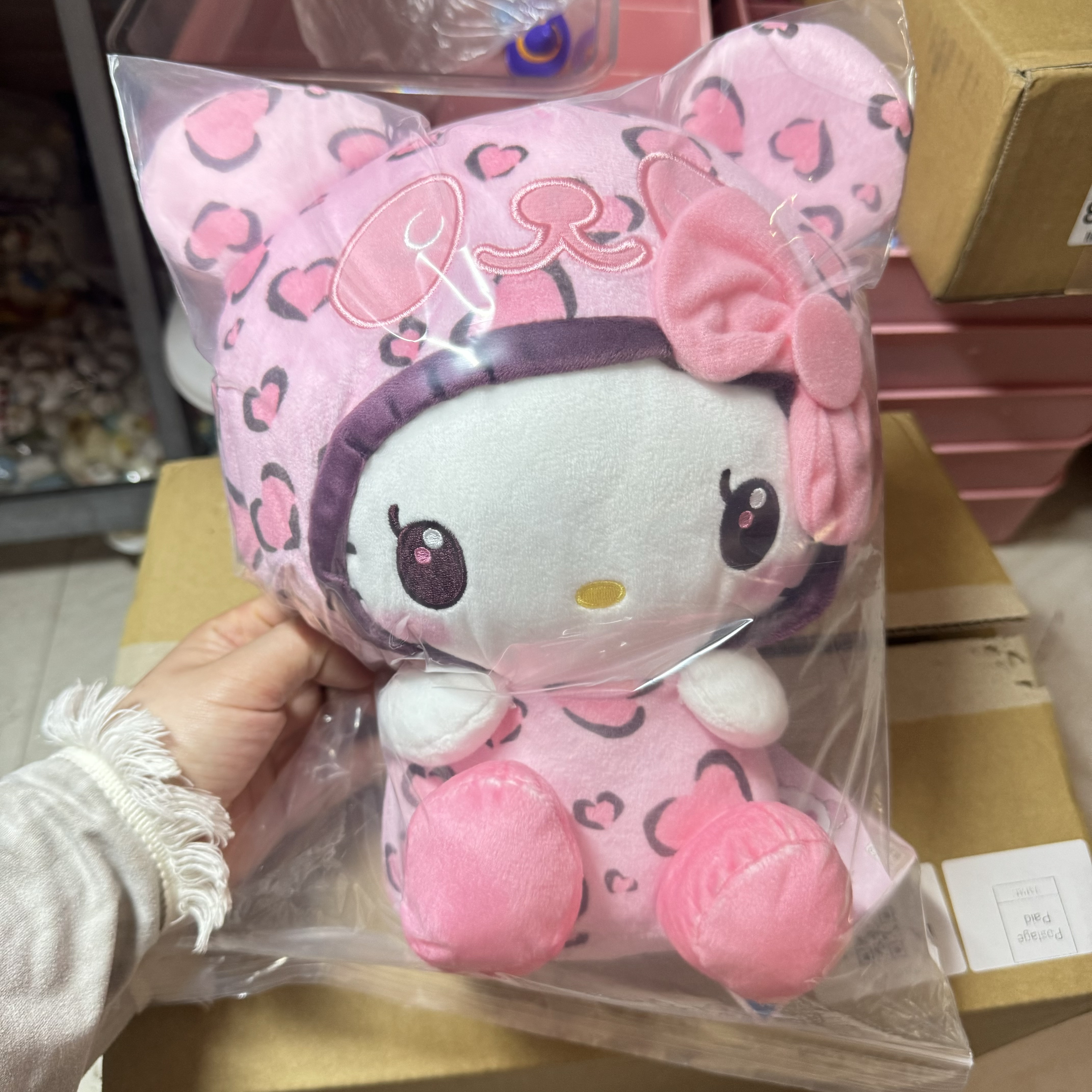 Hello Kitty 熊猫豹纹大号毛绒玩偶 带吊牌 日版正品 海外购入
