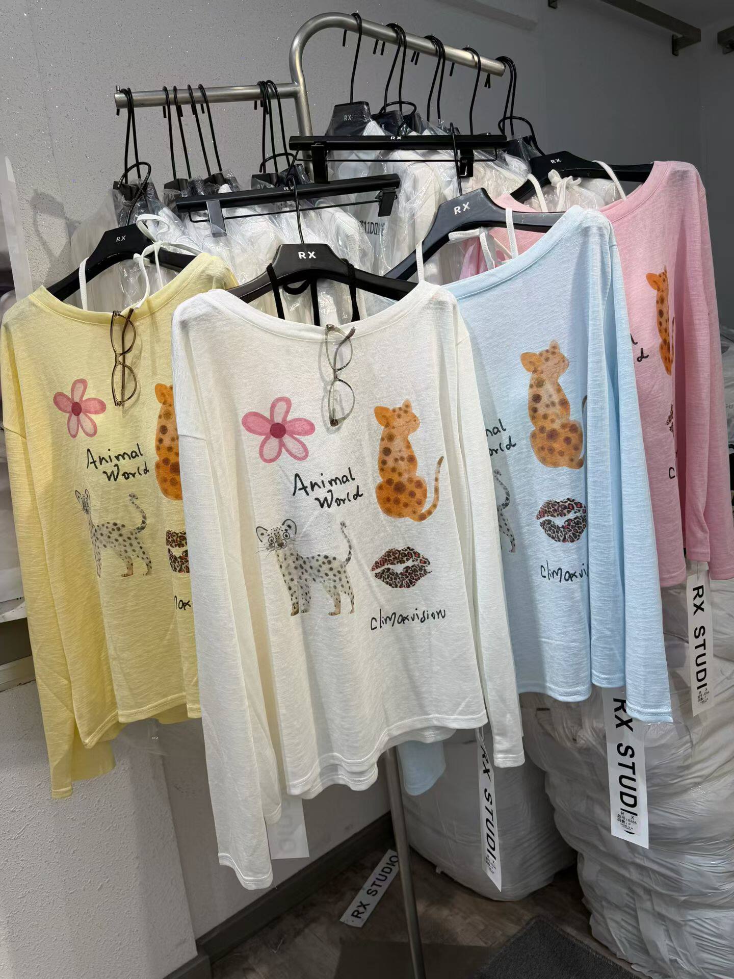 韩国东大门夏季款慵懒风宽松趣味卡通印花防晒罩衫长袖T恤女上衣