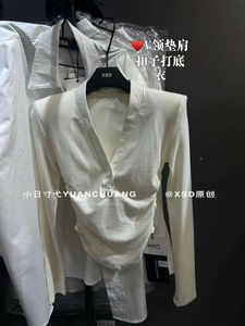 十三行韩版秋季新款性感显瘦单排扣设计感v领长袖T恤内搭辣妹上衣
