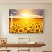 现代简约向日葵日出装 饰画轻奢餐厅挂画高级感太阳花玄关走道壁画