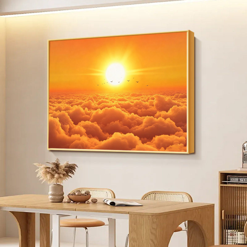 日出东方餐厅装饰画客厅玄关挂画卫生间太阳画床头壁画旭日东升图