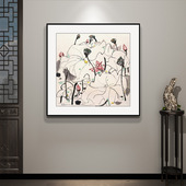 吴冠中抽象水墨风景装 饰画新中式 黑白挂画民宿饭店客厅餐厅墙壁画