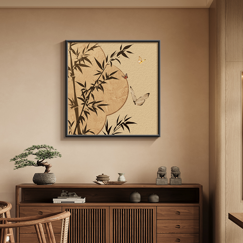 竹报平入户安玄关柜装饰画