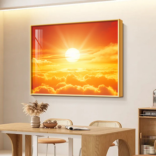 日出东方餐厅装饰画客厅玄关挂画卫生间太阳画床头壁画旭日东升图