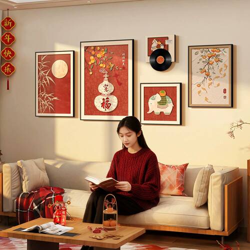 新中式客厅沙发背景墙装饰画