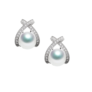 18K白金钻石耳夹天然南洋白珠耳拍耳环澳白耳钉X款 可定制维纳斯