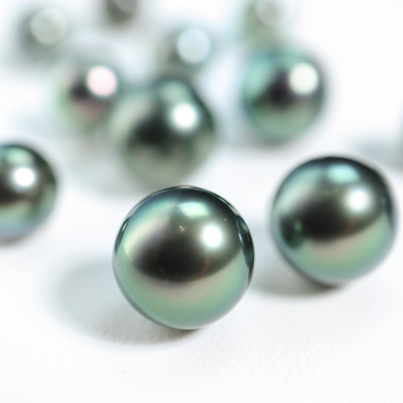 海氏-天然大溪地黑珍珠裸珠海水珍珠7-8mm  戒指吊坠耳钉项链定制