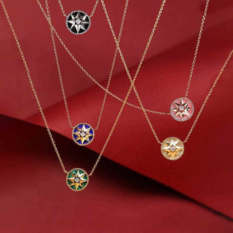 18k金项链八芒星复古罗盘玫瑰
