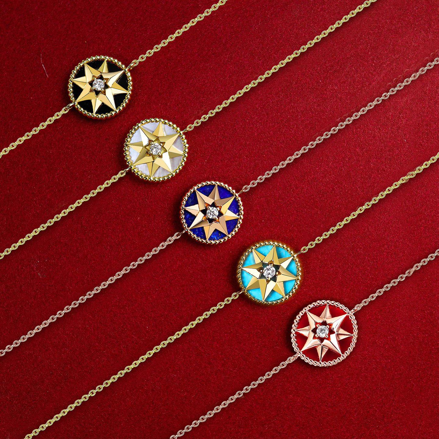 八芒星罗盘玫瑰18k金罗盘手链