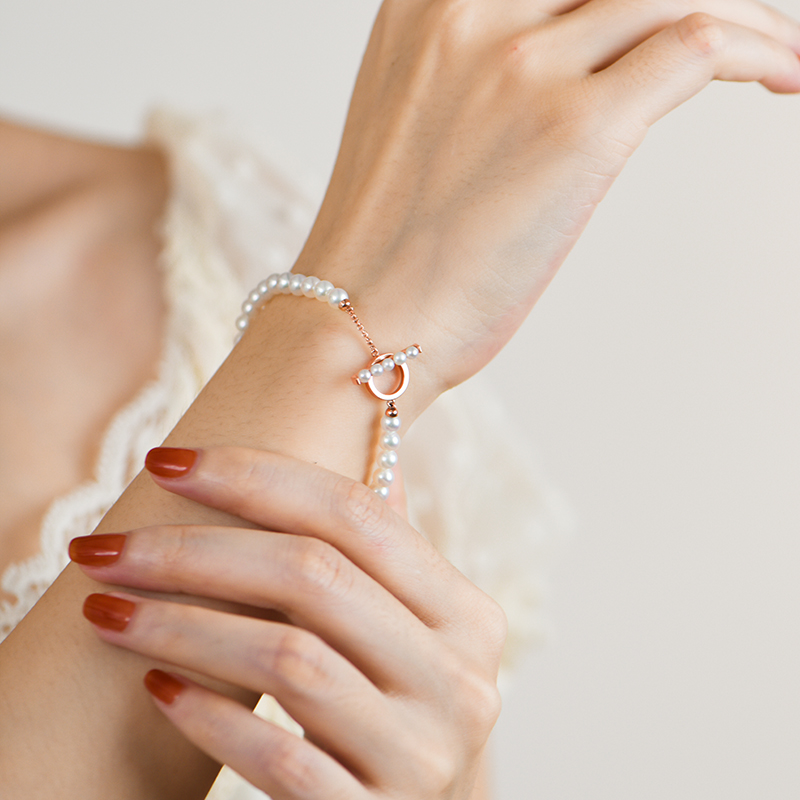 现货平衡木手链日本akoya天然海水珍珠手链强光18k珠链女