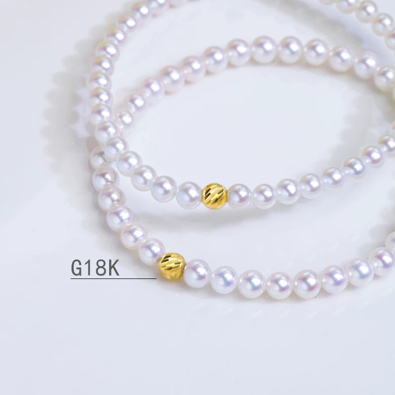 18k金转运珠珍珠手链叠戴黄金