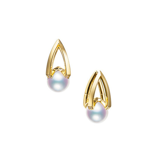 M家同款热巴同款耳钉日本akoya天然海水天女珍珠18K金钻石耳环
