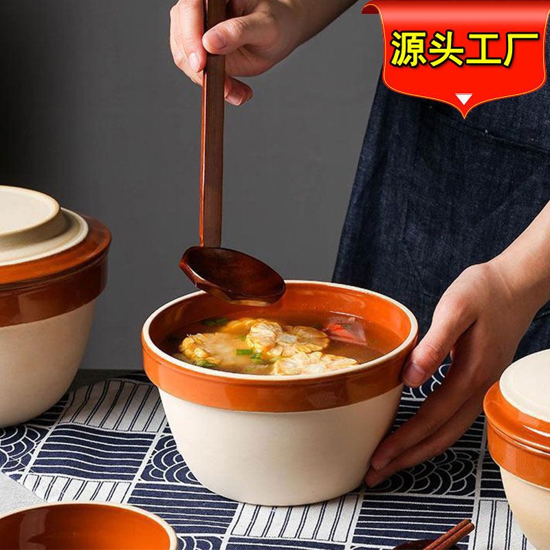 保鲜钵土陶碗蒸笼饭碗陶瓷饭钵蒸菜碗饭店专用钵仔碗蒸饭土碗饭盆