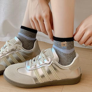 新款 纯棉ins潮网眼透气女生短筒船袜 条纹可爱袜子女短袜夏季 薄款