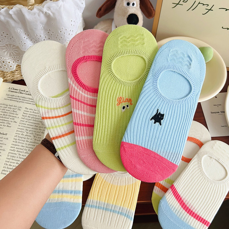 多巴胺袜子女夏季薄款船袜不掉跟防滑纯棉ins潮可爱隐形浅口短袜,女士内衣/男士内衣/家居服,船袜,淘宝优惠券,粉丝福利购,淘宝优惠卷