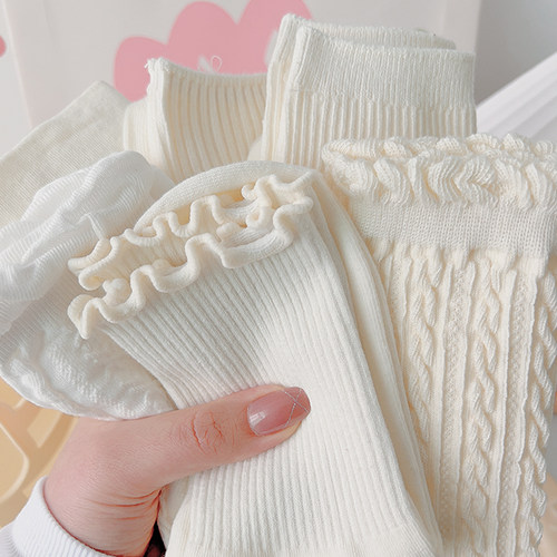 袜子女棉袜日系木耳边可爱女生