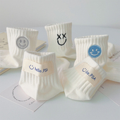短袜夏季 白色袜子男女中筒袜新款 防臭棉袜吸汗运动短筒袜春秋男士