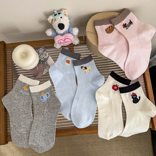 新款 可爱袜子女短袜春秋款 纯棉卡通中筒袜女生ins潮短筒运动夏季