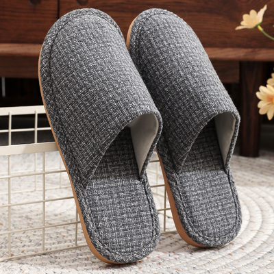 秋冬季室内棉麻保暖拖鞋