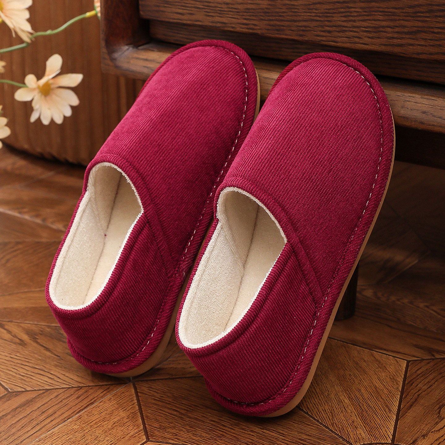 秋冬薄款包跟棉鞋男女居家室内防滑轻便软底透气吸汗家用保暖拖鞋