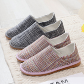 薄款 厚底 静音老人防滑拖鞋 包跟棉拖鞋 男女家居室内家用春秋月子鞋