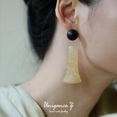 由观 迪丽热巴同款 葫芦藤紫光檀耳环羊角非遗雕刻耳夹新年礼物