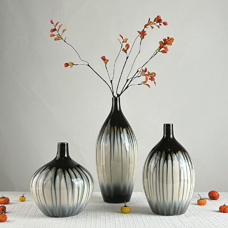 现代简约软装样板房间客厅陶瓷插花色釉花瓶室内卧室摆设干花器