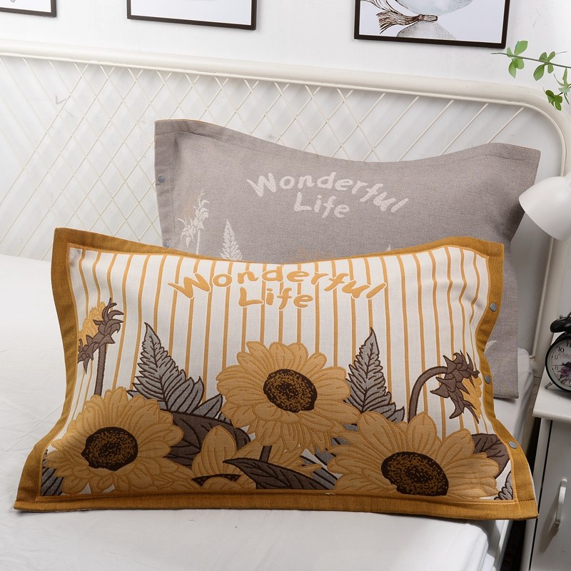 全棉纱布枕套一对装按扣加大加厚枕头套家用单成人透气吸汗枕芯套,床上用品,枕套,淘宝优惠券,粉丝福利购,淘宝优惠卷