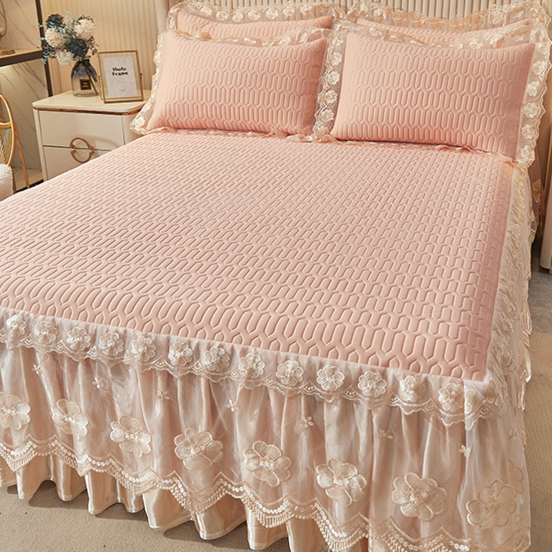 床裙款乳胶凉席三件套公主风可水洗高端冰丝席家用夏季空调软席子,床上用品,乳胶席,淘宝优惠券,粉丝福利购,淘宝优惠卷