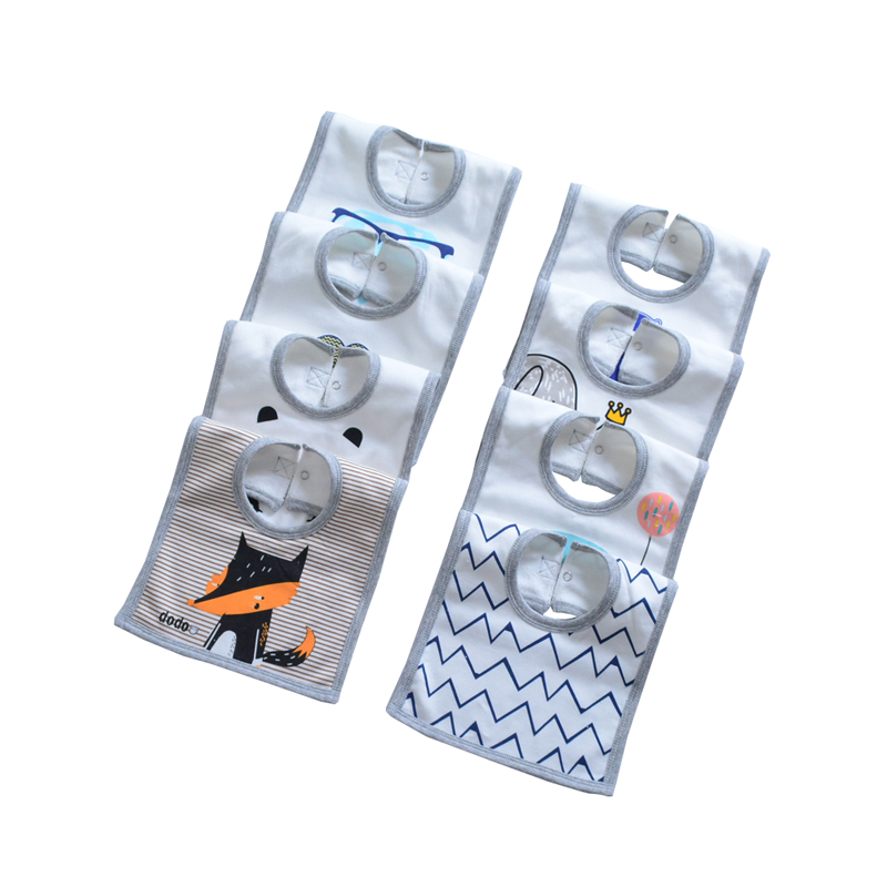 日本婴幼儿纯棉魔术贴围嘴宝宝口水巾方形围嘴男童女童吃饭围兜