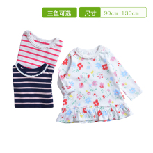 外贸女孩童装春秋婴幼儿荷叶边长袖T恤衫宝宝中长款上衣打底衫