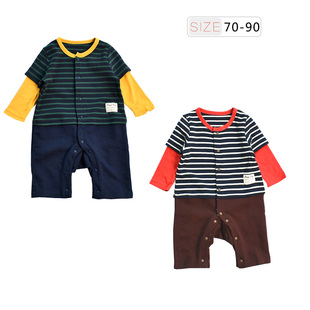 出口日本婴儿哈衣纯棉衣服初生睡衣男女宝宝连体衣春秋爬服外套