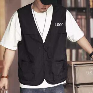工装马甲定制工作服印LOGO文字婚纱摄影多口袋背心钓鱼服潮流百搭