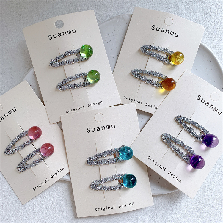 儿童透明圆球发夹闪钻碎发BB夹女孩侧边刘海夹宝宝公主发卡一字夹