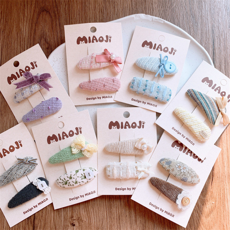 新款儿童小清新蝴蝶结发夹甜美女童水滴碎发BB夹侧边刘海夹子发卡