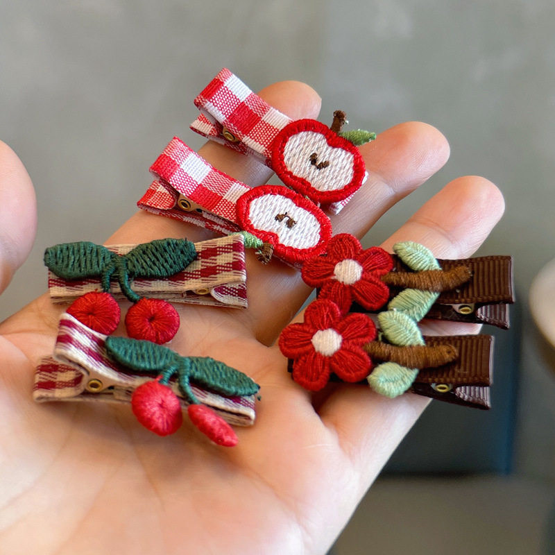 甜美布艺格子刺绣樱桃全包布发夹侧边碎发夹儿童婴儿可爱宝宝发饰,童装/婴儿装/亲子装,发饰,淘宝优惠券,粉丝福利购,淘宝优惠卷