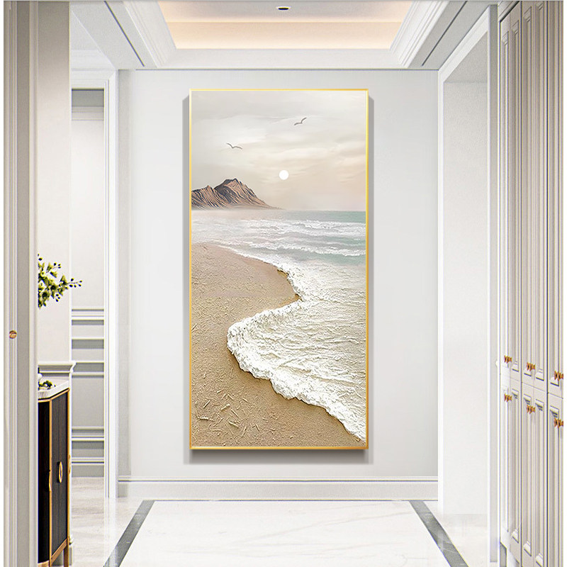 奶油风玄关装饰画肌理画