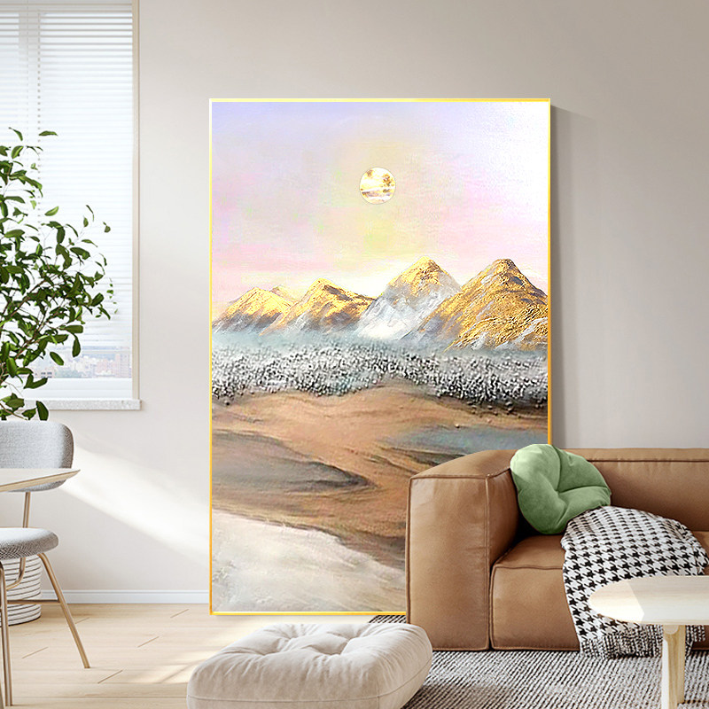 聚宝盆日照金山肌理手绘油画